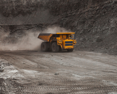 mining truck in a coal mine