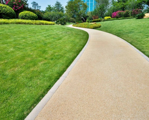 Park near modern office building