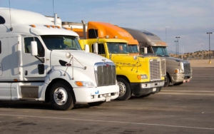 Fleet Of Multicolored Trucks In Lot