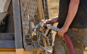 Fill Up Construction Vehicle With Gasoline