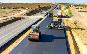 New Road Construction With Vehicles