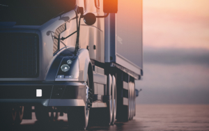 The Truck Runs On The Highway. 3d Render And Illustration